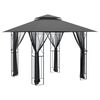 vidaXL pavillon med sidev&aelig;gge 300x300x270 cm st&aring;l antracitgr&aring;