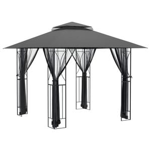 vidaXL pavillon med sidev&aelig;gge 300x300x270 cm st&aring;l antracitgr&aring;