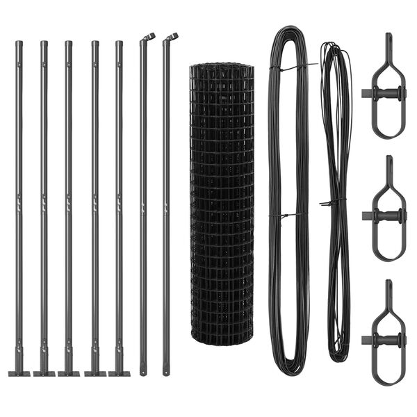 vidaXL Hegn med post Gr&aring; 1 x 10 m St&aring;l og PVC