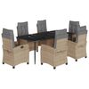 vidaXL spisebordss&aelig;t til haven 7 dele med hynder polyrattan beige