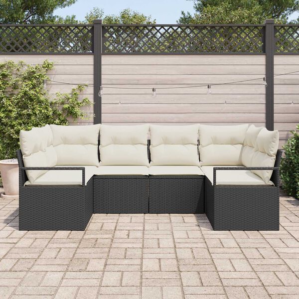 vidaXL Sofa Sæt med pude 6 pcs Sort polyrattan