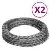 vidaXL pigtr&aring;de 2 stk. 60 m spiralformet galvaniseret st&aring;l