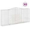 vidaXL buede gabionkurve 8 stk. 400x50x180/200 cm galvaniseret jern