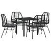 vidaXL Have Spisebordss&aelig;t 5 stk. Sort polyrattan