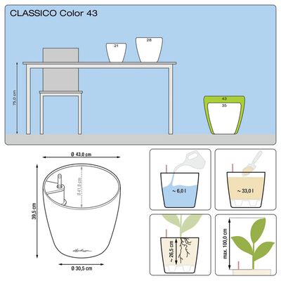 LECHUZA plantekrukke Classico Color 43 ALL-IN-ONE skifergrå 13244