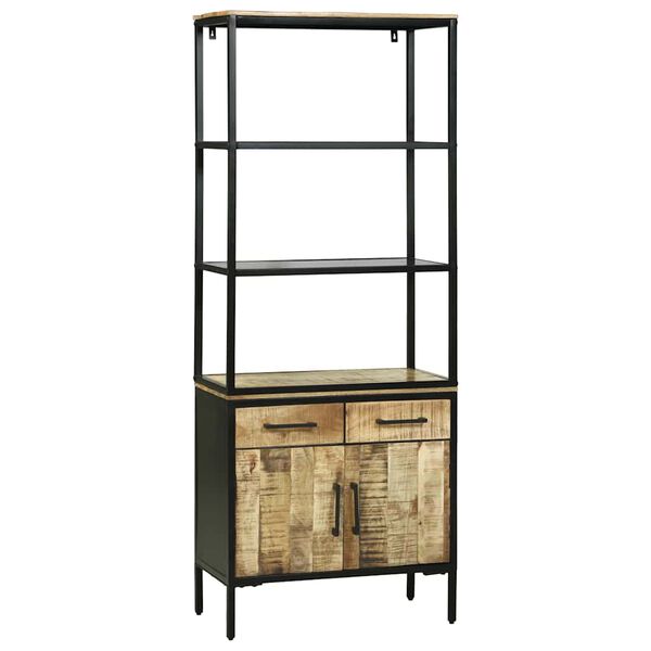 vidaXL Highboard med skuffe Brun 70 x 35 x 180 cm Massivt mangotr&aelig;