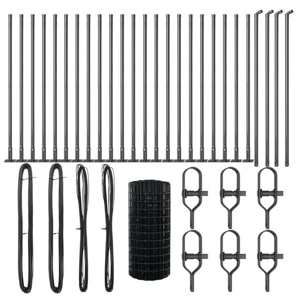 vidaXL Hegn med post Gr&aring; 0,4 x 50 m St&aring;l og PVC