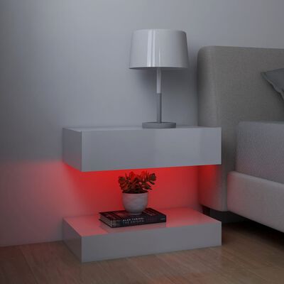 vidaXL tv-borde med LED-lys 2 stk. 60x35 cm hvid højglans