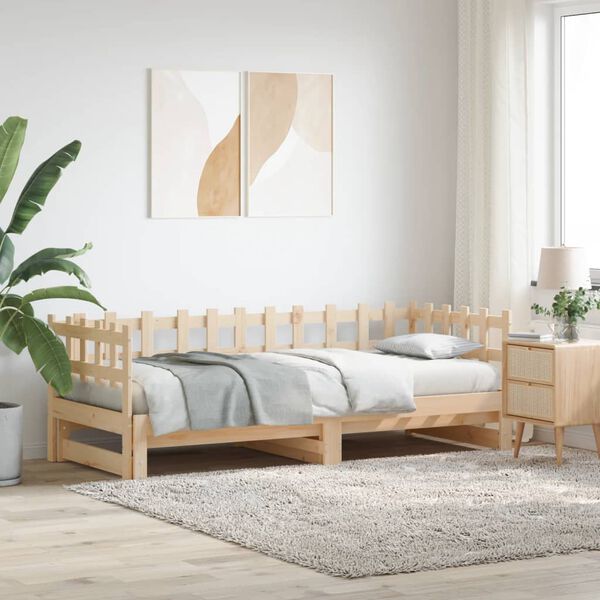 vidaXL daybed med udtræk 2x(90x200) cm massivt fyrretræ