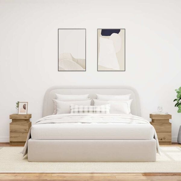 vidaXL sengeborde 2 stk. 35x39x55 cm LED-lys konstrueret træ kunsteg