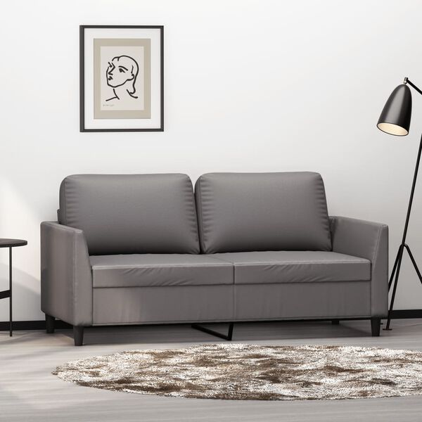 vidaXL 2-personers sofa 140 cm kunstl&aelig;der gr&aring;