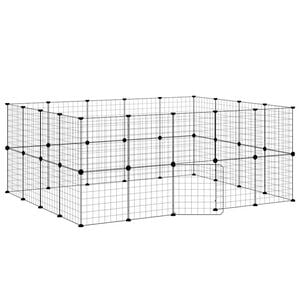 vidaXL 36-panels k&aelig;ledyrsindhegning med l&aring;ge 175x140x70 cm st&aring;l sort