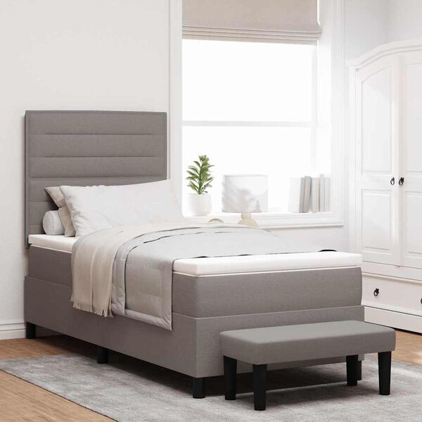 vidaXL Box spring seng med madras Gr&aring;brun 100 x 200 cm Stof