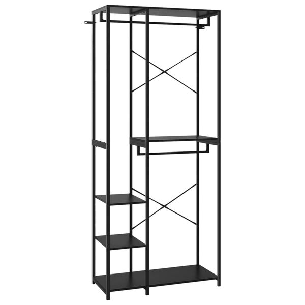 vidaXL t&oslash;jstativ 90x40x213 cm metal og sp&aring;nplader sort