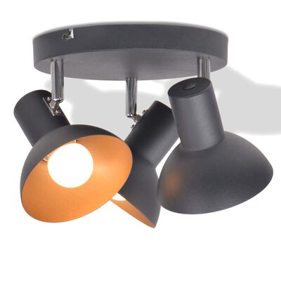 vidaXL loftslampe til 3 pærer E27 sort og guldfarvet