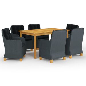vidaXL spisebordss&aelig;t til haven 7 dele m&oslash;rkegr&aring;