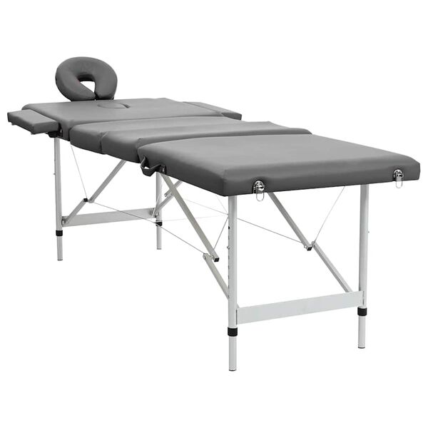vidaXL massagebord med 4 zoner aluminiumsstel 186 x 68 cm antracitgr&aring;