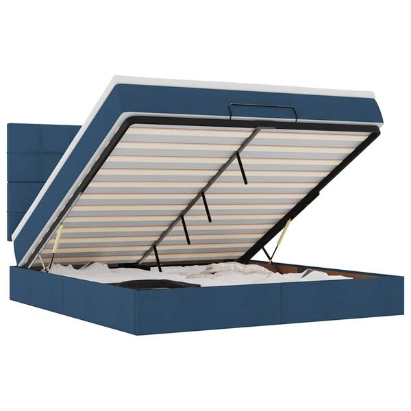 vidaXL osmannisk sengeramme med madras 160x200 cm stof bl&aring;