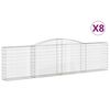 vidaXL buede gabionkurve 8 stk. 400x30x100/120 cm galvaniseret jern