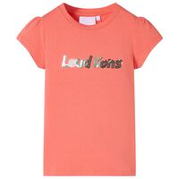 T-shirt til børn str. 92 med flæser koralfarvet
