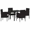 vidaXL Have Spisebordss&aelig;t 5 stk. Sort polyrattan
