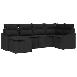 vidaXL Have Spisebordss&aelig;t 6 pcs Sort Poly Rattan og pulverlakeret st&aring;l