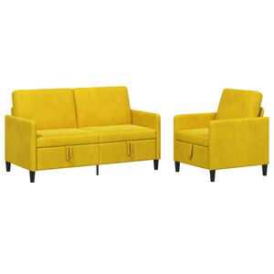 vidaXL Sofa s&aelig;t med opbevaring 2 stk. Gul Polyester