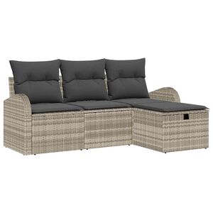 vidaXL Havesofa S&aelig;t 4 stk. Lysegr&aring; polyrattan