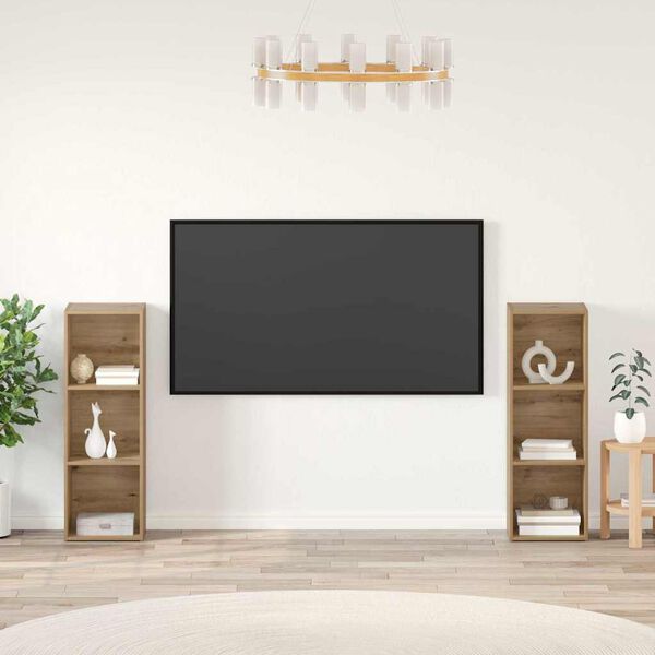vidaXL TV-m&oslash;bels&aelig;t V&aelig;gmonteret 2 pcs Artisan Egetr&aelig; 107 x 35 x 37 cm