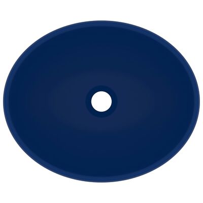 vidaXL luksuriøs håndvask 40x33 cm keramisk oval mat mørkeblå