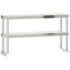 vidaXL tophylde til arbejdsbord 110x30x65 cm 2 niveauer rustfrit st&aring;l