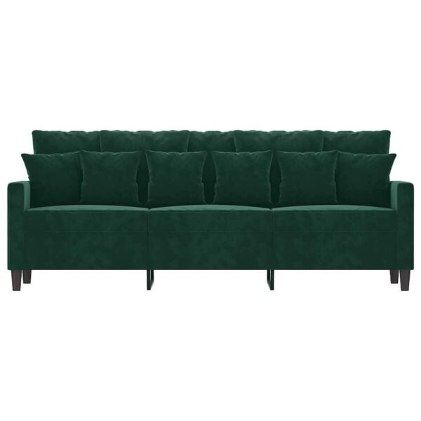 vidaXL 3-personers sofa 180 cm fl&oslash;jl m&oslash;rkegr&oslash;n