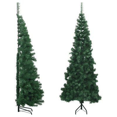 vidaXL kunstigt juletræ til hjørne 210 cm PVC grøn