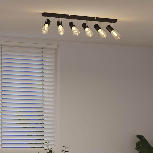 vidaXL Loftsspot med spotlights Sort 73 x 6,5 x 11,5 cm Metal