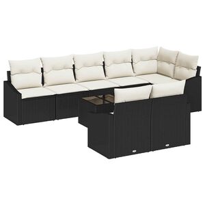 vidaXL Sofa S&aelig;t 9 stk. Sort polyrattan