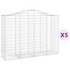 vidaXL buede gabionkurve 5 stk. 200x50x140/160 cm galvaniseret jern
