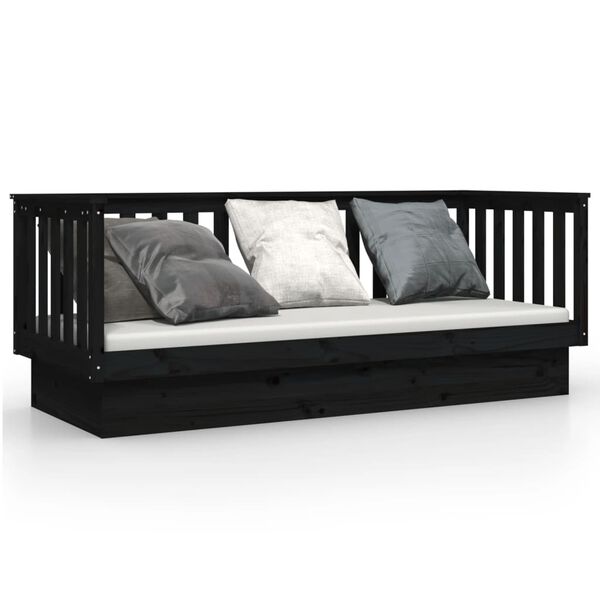 vidaXL daybed 90x190 cm massivt fyrretr&aelig; sort