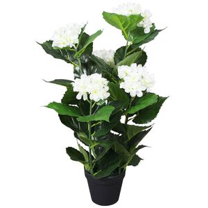 vidaXL kunstig hortensia-plante med urtepotte 60 cm hvid