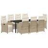 vidaXL Have Spisebordss&aelig;t 9 stk. Beige polyrattan