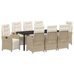 vidaXL Have Spisebordss&aelig;t 9 stk. Beige polyrattan