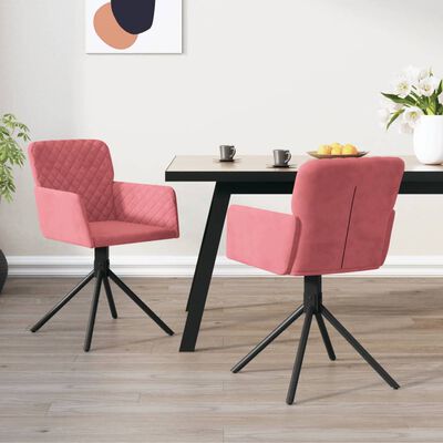 vidaXL drejelige spisebordsstole 2 stk. fløjl lyserød