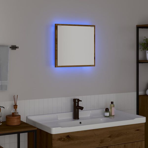 vidaXL LED badev&aelig;relsesspejl med spejl Artisan Egetr&aelig; 40 x 37 x 8.5 cm