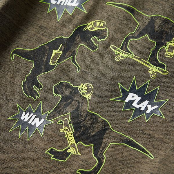 Lang&aelig;rmet T-shirt til b&oslash;rn str. 104 kakimeleret