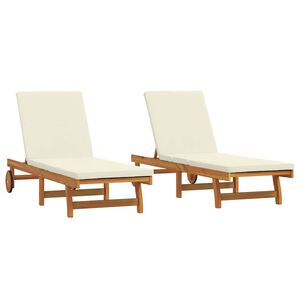 vidaXL Solstol 2 pcs Brun 65 x 199 x 84 cm Massivt Akacietr&aelig;