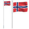 vidaXL Norge flag og flagstang 6,23 m aluminium