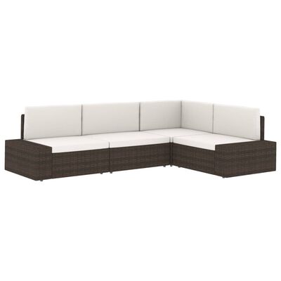 vidaXL 2-personers sofa modulær polyrattan brun