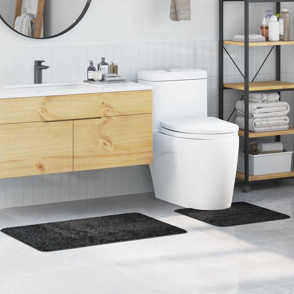 vidaXL Anti-skid badev&aelig;gs m&aring;ttes&aelig;t 2 pcs M&oslash;rkegr&aring; PP