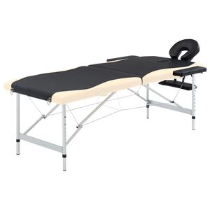 vidaXL sammenfoldeligt massagebord aluminiumsstel 2 zoner sort beige