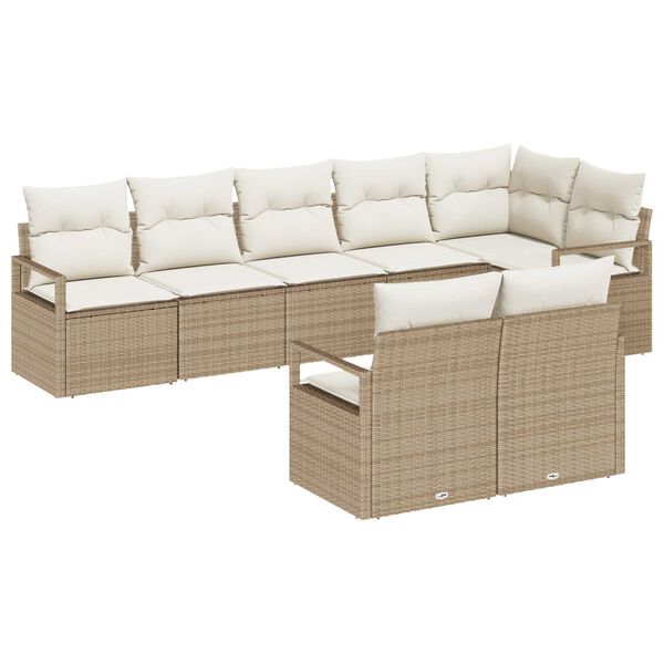 vidaXL Havesofa S&aelig;t med pude 8 pcs Beige og hvid polyrattan