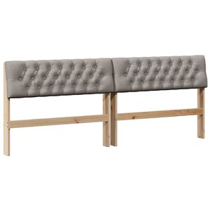 vidaXL Polstret sengegavl Gr&aring;brun 200 cm Massiv fyrretr&aelig;